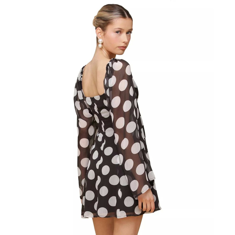 Avec Les Filles Printed Empire-Waist Bell-Sleeve Dress Size 2 - Picture 4 of 8